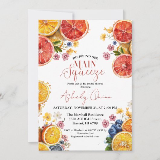 Invitation principale Squeeze Citrus nuptiale douc (Devant)