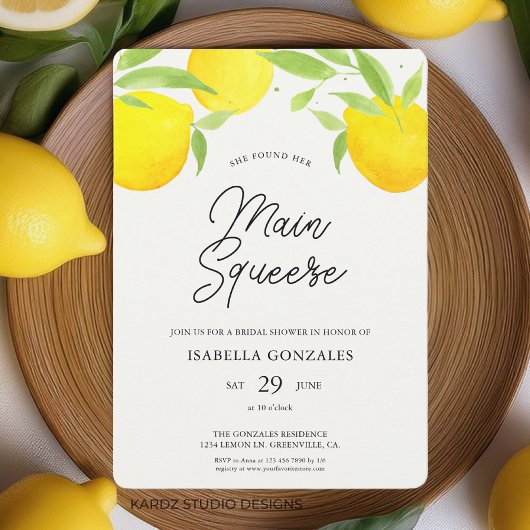 Invitation principale Squeeze Citrus nuptiale douc