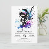 Invitation Printable Chic Ninja fille anniversaire (Debout devant)