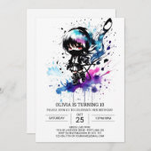 Invitation Printable Chic Ninja fille anniversaire (Devant / Derrière)