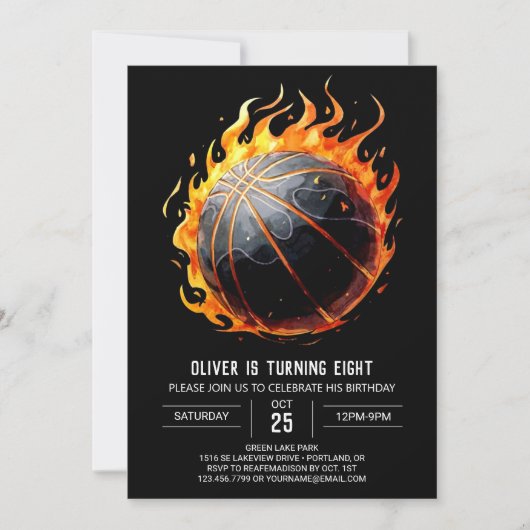 Invitation Printable Chic Sport Basketball Anniversaire (Devant)