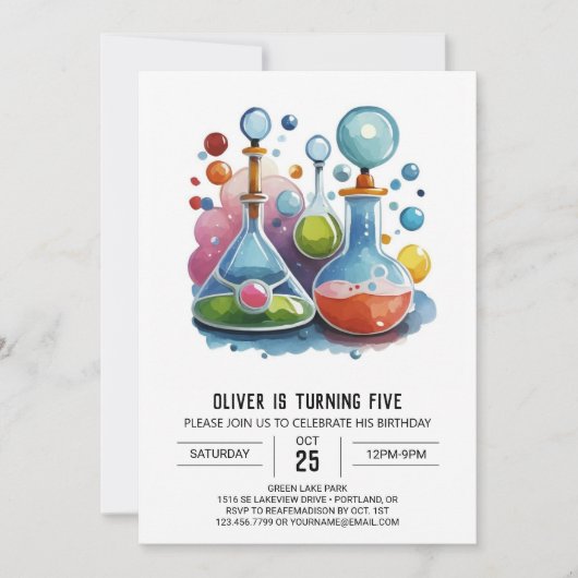 Invitation Printable Chimique Whimsy Scientifique Anniversair (Devant)