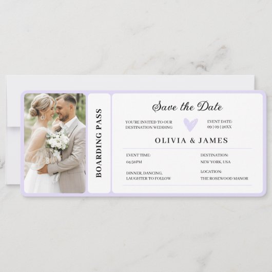 Invitation Printable Destination Wedding Boarding Pass  Invit (Devant)