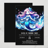 Invitation Printable Dreamy Mermaid Anniversaire (Devant / Derrière)