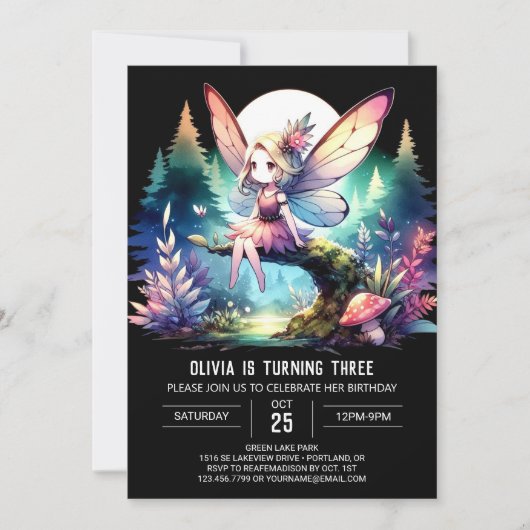 Invitation Printable Fairy Anniversaire moderne (Devant)