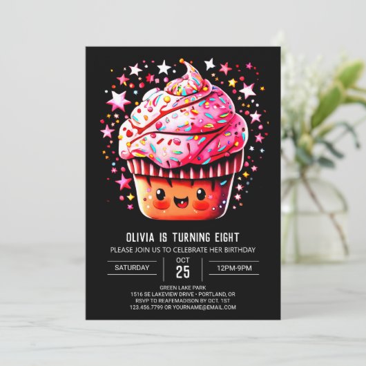 Invitation Printable Fille au chocolat Muffin Fille Anniversa (Debout devant)