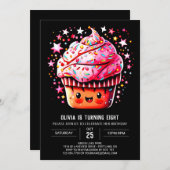 Invitation Printable Fille au chocolat Muffin Fille Anniversa (Devant / Derrière)