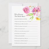 Invitation Printable Floral Bridal Shower Questions Game (Devant)