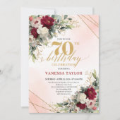 Invitation Printable floral gold 70th birthday invite design (Devant)
