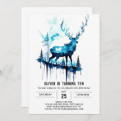 Invitation Printable Forest Stag Anniversaire (Devant / Derrière)