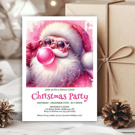 Invitation Printable Funny Santa Sunglasses Christmas Invite