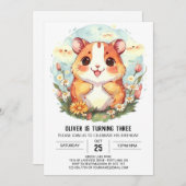 Invitation Printable Joyeux Hamster Anniversaire (Devant / Derrière)