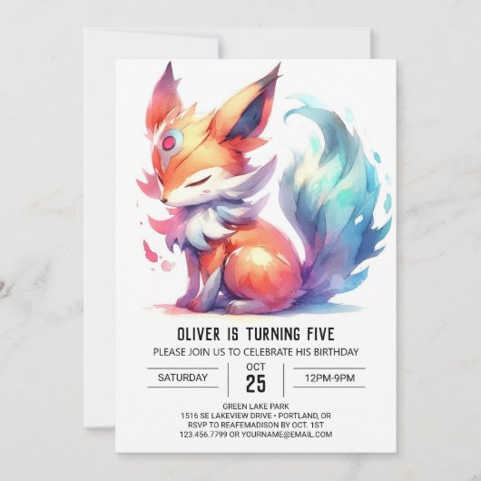 Invitation Printable Joyeux Renard Anniversaire (Devant)