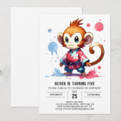 Invitation Printable Joyeux Singe Anniversaire (Devant / Derrière)
