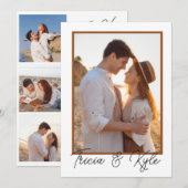 Invitation Printable minimalist four-photo wedding (Devant / Derrière)