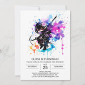 Invitation Printable moderne Ninja fille Anniversaire (Devant)