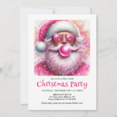 Invitation Printable Pink Santa Bubble Gum Funny Christmas  (Devant)