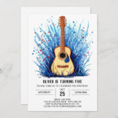 Invitation Printable Simple Guitare Boy Anniversaire (Devant / Derrière)