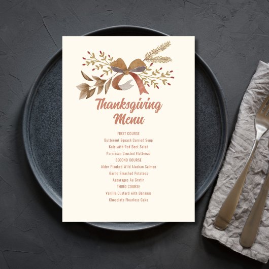 Invitation Printable Thanksgiving Menu