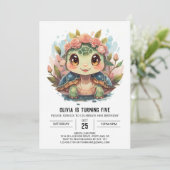 Invitation Printable Turtle Girl Anniversaire (Debout devant)