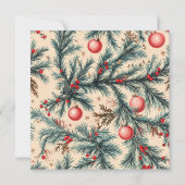 Invitation Printable Vintage Noël Baubles et Branches (Dos)