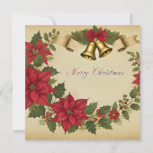 Invitation Printable Vintage Noël Poinsettia Wreath (Dos)