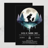 Invitation Printable Wolf doux Anniversaire (Devant / Derrière)