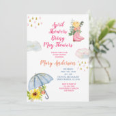Invitation Printemps Avril Douches Apportent le Baby shower d (Debout devant)