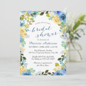 Invitation Printemps bleu jaune Floral Romantique Mariage (Debout devant)