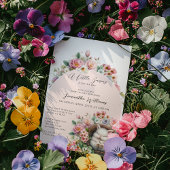 Invitation Printemps Blush Pink floral lapin bébé fille Douch