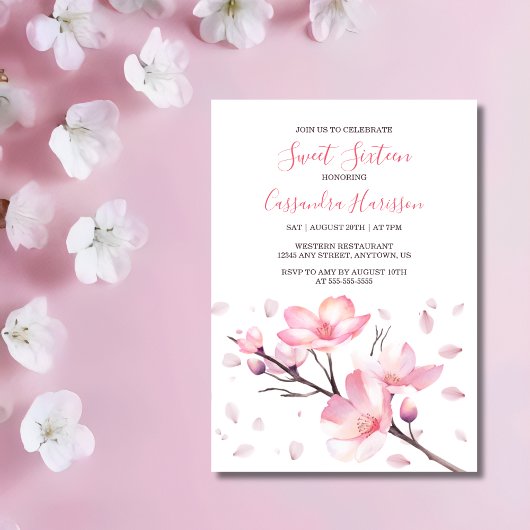 Invitation Printemps Blush rose cerisier Blossom Sakura Anniv