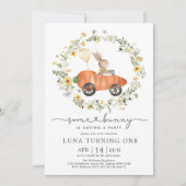 Invitation Printemps Bunny Fleur sauvage Wreath Pâques Annive (Devant)