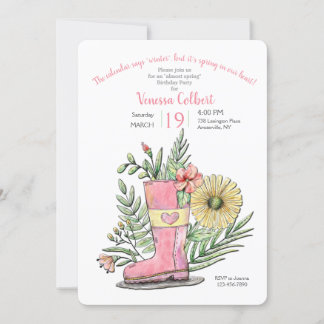 Invitation Printemps dans notre coeur fête d'anniversaire