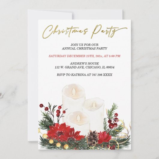 Invitation Printemps de Noël rouge et or (Devant)