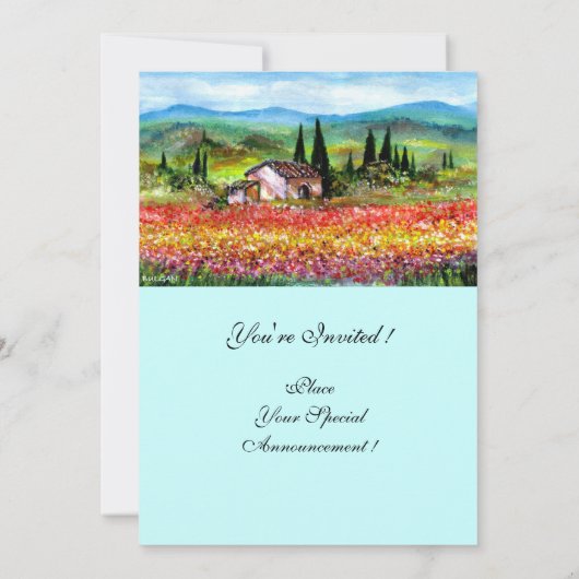 Invitation PRINTEMPS EN TOSCANE, rouge rose jaune bleu vif (Dos)