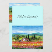 Invitation PRINTEMPS EN TOSCANE, rouge rose jaune bleu vif (Devant / Derrière)