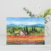 Invitation PRINTEMPS EN TOSCANE, rouge vif rose jaune bleu (Debout devant)