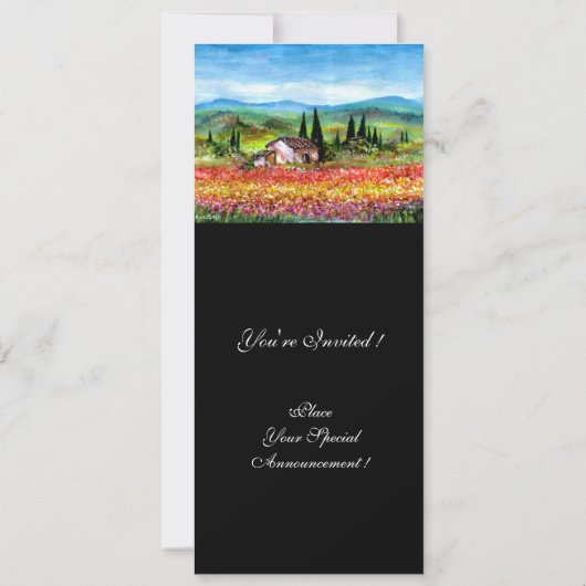 Invitation PRINTEMPS EN TOSCANE, rouge vif rose jaune bleu (Dos)