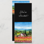 Invitation PRINTEMPS EN TOSCANE, rouge vif rose jaune bleu (Devant / Derrière)