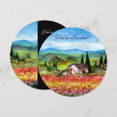 Invitation PRINTEMPS EN TOUSCANIE, rouge vif rose jaune bleu (Devant / Derrière)