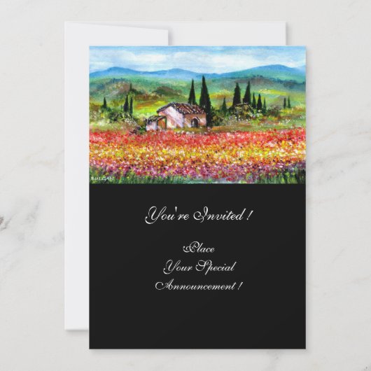 Invitation PRINTEMPS EN TUSCANE, rouge rose jaune bleu vif (Dos)