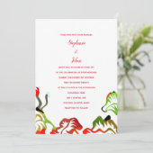 Invitation Printemps Été Automne Rouge Blanc coloré Boho Mari (Debout devant)