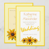 Invitation Printemps Été Décontracté Fleur Jaune Simple Maria (Devant / Derrière)