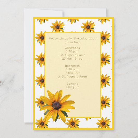 Invitation Printemps Été Décontracté Fleur Jaune Simple Maria (Dos)