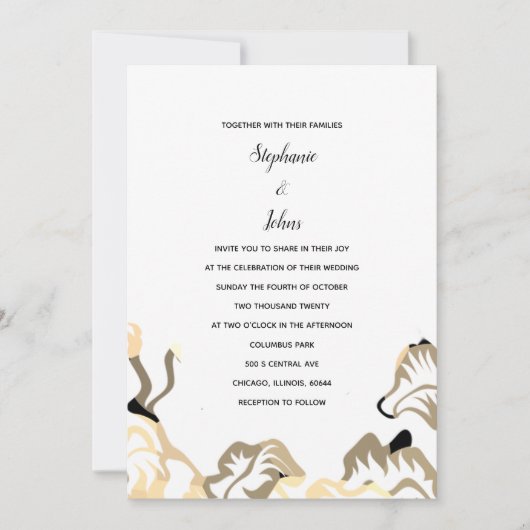 Invitation Printemps Été Feuilles Boho Boho Minimal Mariage (Devant)