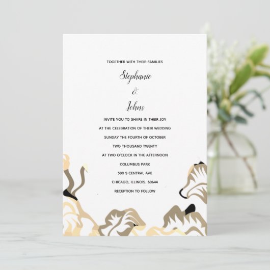 Invitation Printemps Été Feuilles Boho Boho Minimal Mariage (Debout devant)