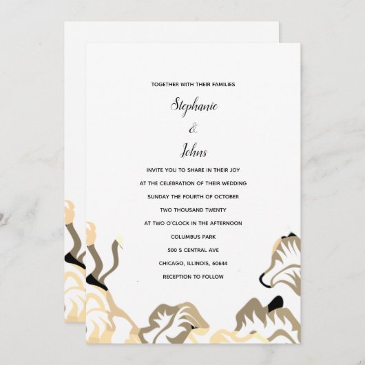Invitation Printemps Été Feuilles Boho Boho Minimal Mariage (Devant / Derrière)