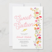 Invitation Printemps été fleur sauvage floral Sweet 16 (Devant)