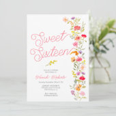 Invitation Printemps été fleur sauvage floral Sweet 16 (Debout devant)