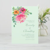 Invitation Printemps Été Gras Floral Sage Vert Photo Mariage (Debout devant)